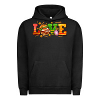 Pigment Black love with hamburger Urban Hoodie - AdoDesignShop