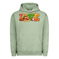 Pigment Oil Green love with hamburger Urban Hoodie - AdoDesignShop