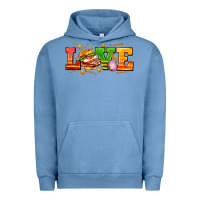 Pigment Pebble Blue love with hamburger Urban Hoodie - AdoDesignShop