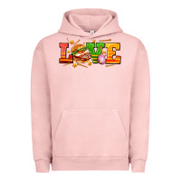 Pigment Salmon love with hamburger Urban Hoodie - AdoDesignShop