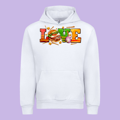 Love With Hamburger Urban Hoodie Designed By Adodesignshop