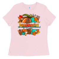 Bubblegum Pink Pharmacist pumpkin Ladies Tee - NancyCooperArtShop