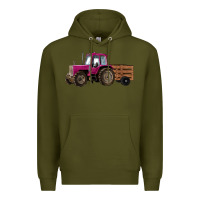 Army Green Pink Farm Tractor Premium Hoodie - RanaPortraitStore