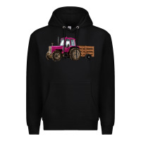 Black Pink Farm Tractor Premium Hoodie - RanaPortraitStore