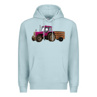 Blue Mist Pink Farm Tractor Premium Hoodie - RanaPortraitStore