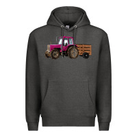 Charcoal Heather Pink Farm Tractor Premium Hoodie - RanaPortraitStore