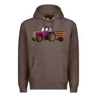 Coffee Pink Farm Tractor Premium Hoodie - RanaPortraitStore