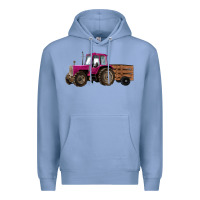 Colony Blue Pink Farm Tractor Premium Hoodie - RanaPortraitStore