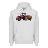 Dove Grey Pink Farm Tractor Premium Hoodie - RanaPortraitStore