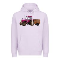 Lilac Pink Farm Tractor Premium Hoodie - RanaPortraitStore