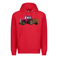 Red Pink Farm Tractor Premium Hoodie - RanaPortraitStore