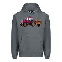 Rock Pink Farm Tractor Premium Hoodie - RanaPortraitStore