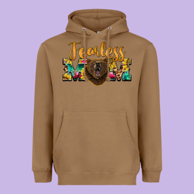 Fearless Mom Bear Heavyweight Hoodie Designed By Barkaloodesign