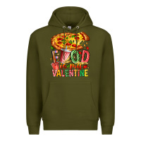 Army Green Food Is My Valentine Premium Hoodie - CowhideDigitalArt
