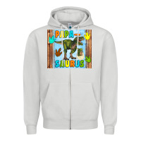 Dove Grey papa saurus Zipper Hoodie - Artiststas