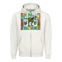Oatmeal Heather papa saurus Zipper Hoodie - Artiststas