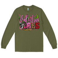 Army Green valentine vibes with cowgirl boots olivia Long Sleeve Tee - OliviaCreatesArt