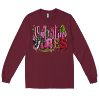 Burgundy valentine vibes with cowgirl boots olivia Long Sleeve Tee - OliviaCreatesArt