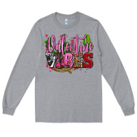Heather Grey valentine vibes with cowgirl boots olivia Long Sleeve Tee - OliviaCreatesArt