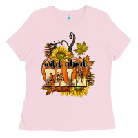Bubblegum Pink Wild About Fall Ladies Tee - texasbilliewilder
