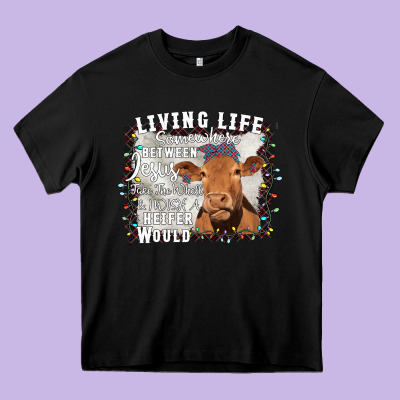 Between Jesus Take The Wheel I Wish A Heifer Would Heavy Core Tee Designed By Bettercallsaul