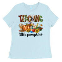 Baby Blue Teaching Little Pumpkins Ladies Tee - texasbilliewilder