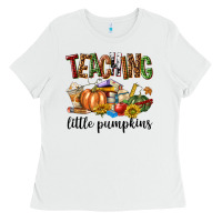 White Teaching Little Pumpkins Ladies Tee - texasbilliewilder