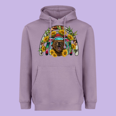 Bear Rainbow Heavyweight Hoodie Designed By Barkaloodesign