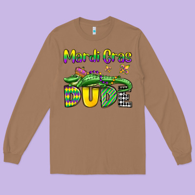 Mardi Gras Dude Alligator Olivia Long Sleeve Tee Designed By Oliviacreatesart