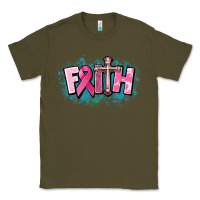 Army Green Cancer Faith Cross Classic Tee - HowdyJamesFarm
