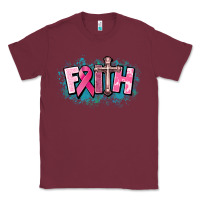 Burgundy Cancer Faith Cross Classic Tee - HowdyJamesFarm