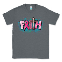 Charcoal Heather Cancer Faith Cross Classic Tee - HowdyJamesFarm