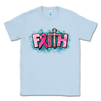 Dusty Blue Cancer Faith Cross Classic Tee - HowdyJamesFarm