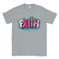 Heather Grey Cancer Faith Cross Classic Tee - HowdyJamesFarm