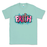 Seafoam Cancer Faith Cross Classic Tee - HowdyJamesFarm