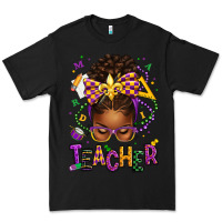 Black mardi gras teacher afro messy bun Premium Tee - texasbilliewilder