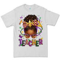 Dove Grey mardi gras teacher afro messy bun Premium Tee - texasbilliewilder