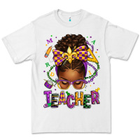 White mardi gras teacher afro messy bun Premium Tee - texasbilliewilder