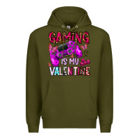Army Green gaming is my valentine Premium Hoodie - CowhideDigitalArt