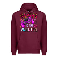 Burgundy gaming is my valentine Premium Hoodie - CowhideDigitalArt