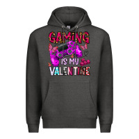 Charcoal Heather gaming is my valentine Premium Hoodie - CowhideDigitalArt