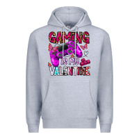 Heather Grey gaming is my valentine Premium Hoodie - CowhideDigitalArt