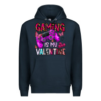 Navy gaming is my valentine Premium Hoodie - CowhideDigitalArt