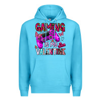 Ocean Blue gaming is my valentine Premium Hoodie - CowhideDigitalArt