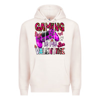 Pale Pink gaming is my valentine Premium Hoodie - CowhideDigitalArt
