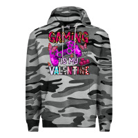 Slate Camo gaming is my valentine Premium Hoodie - CowhideDigitalArt