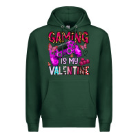 Sports Green gaming is my valentine Premium Hoodie - CowhideDigitalArt