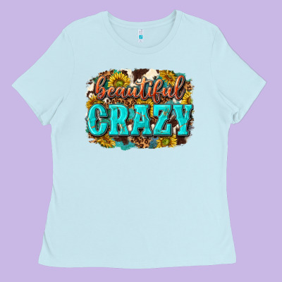 Western Beautiful Crazy Ladies Tee Designed By Texasbilliewilder