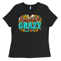 Black Western Beautiful Crazy Ladies Tee - texasbilliewilder
