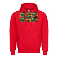 Red dinosaur triceratops sippy cup Zipper Hoodie - Artiststas